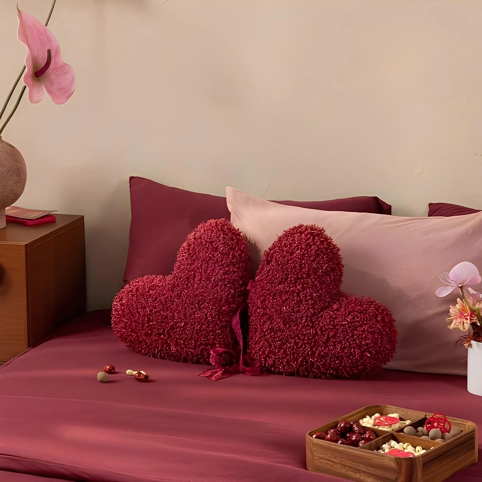 Crimson Heart Love Pillows - Image 2