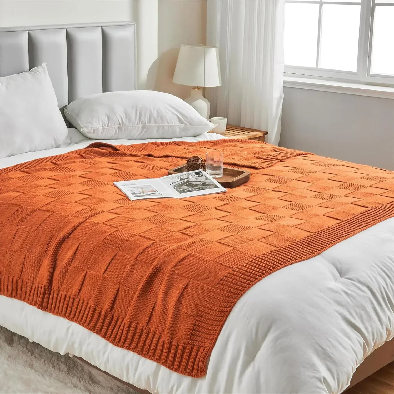 Ellis Checked Knit Blanket - Image 8