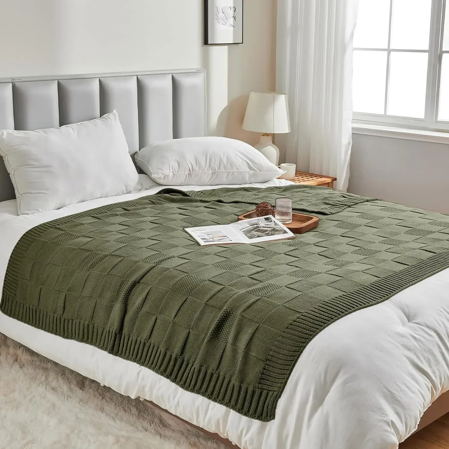 Ellis Checked Knit Blanket - Image 9