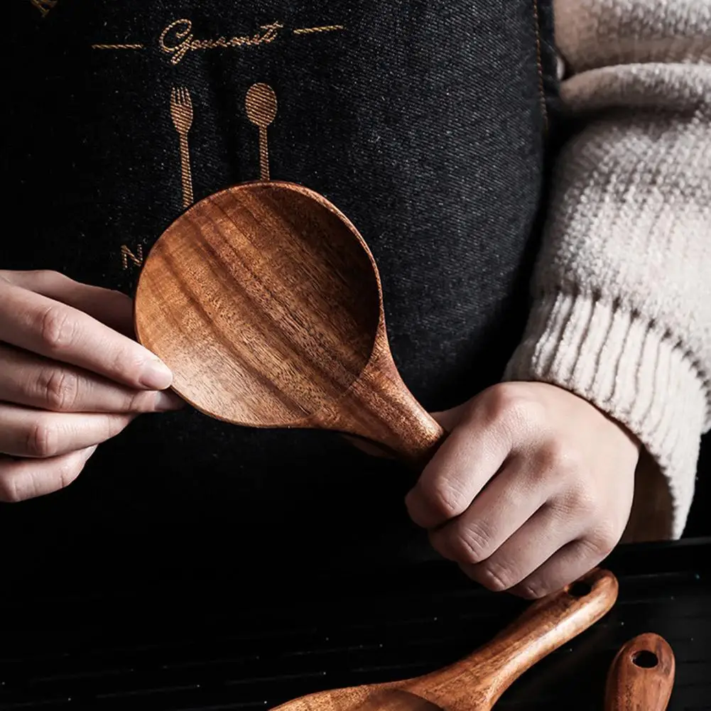 Elmwood Teak Spoon, Set of 2 - Image 4