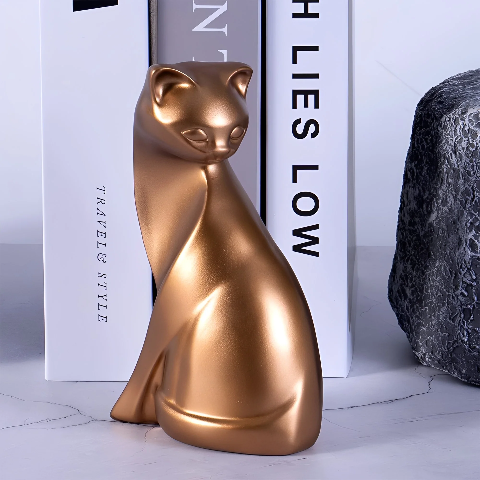 Suri Bronze Cat Figurines - Image 2