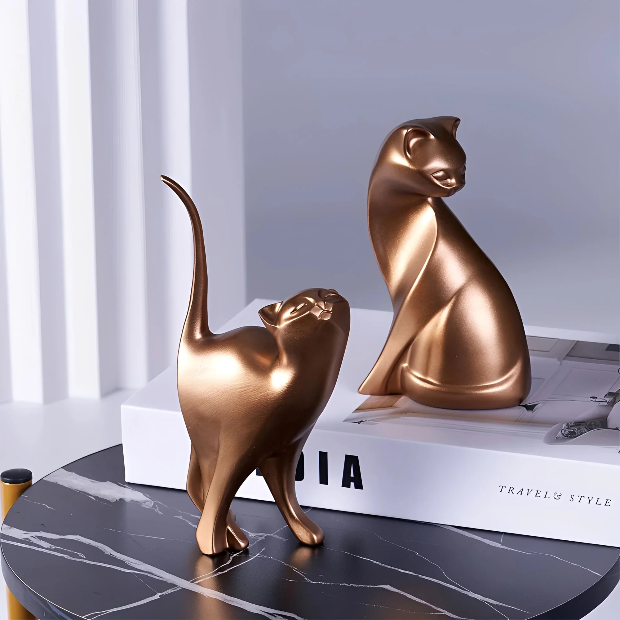 Suri Bronze Cat Figurines - Image 6
