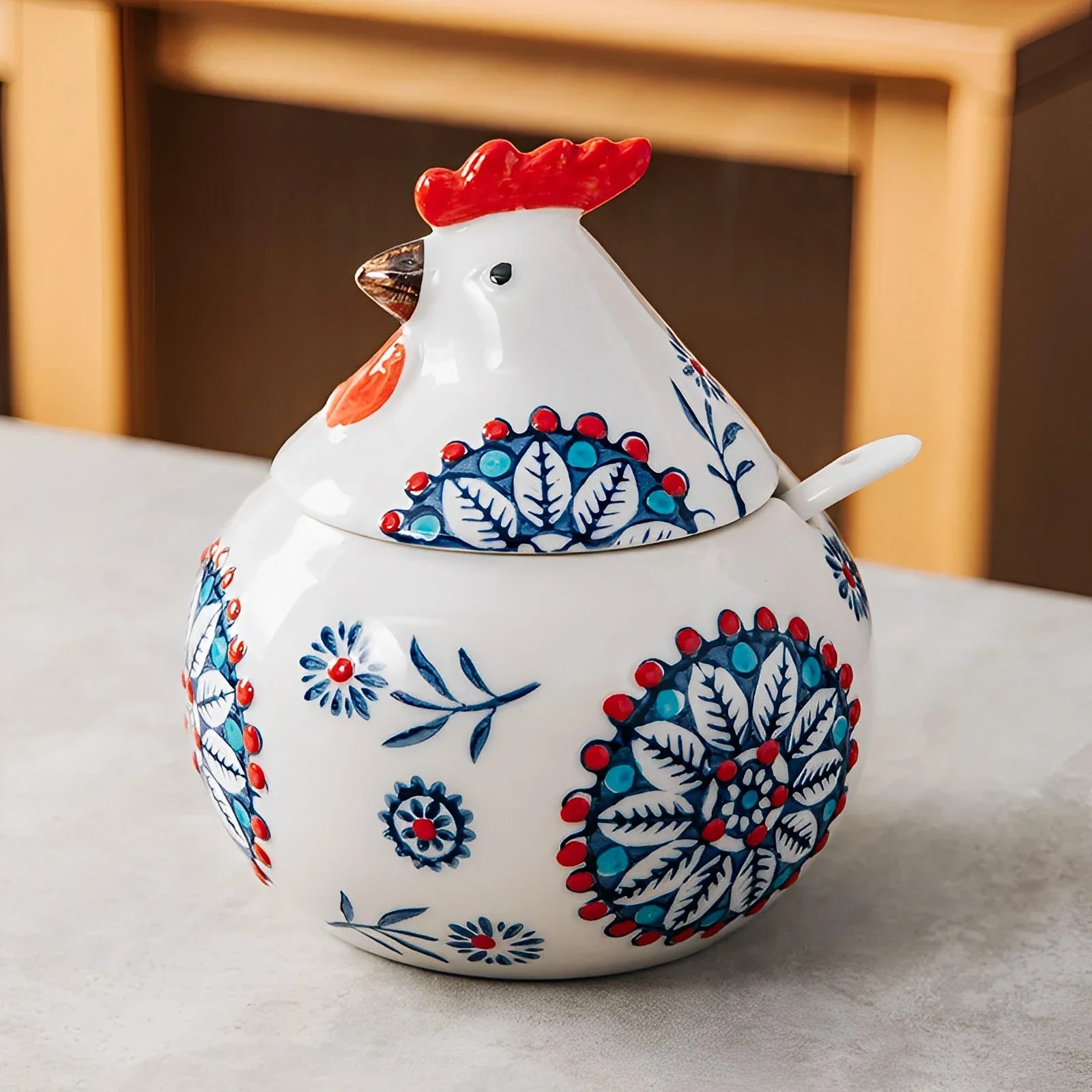 Tuscan Ceramic Rooster Jar - Image 2