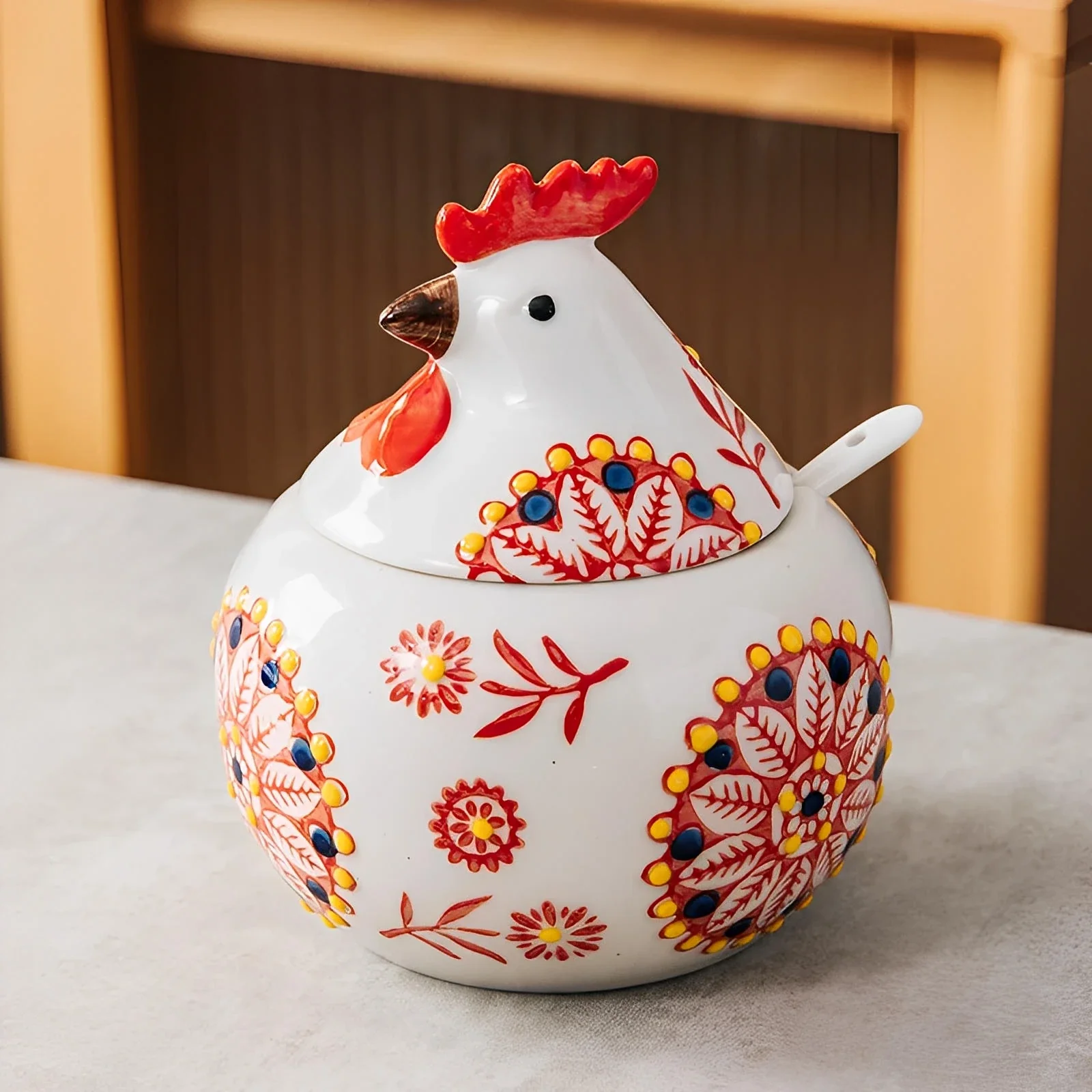 Tuscan Ceramic Rooster Jar - Image 3