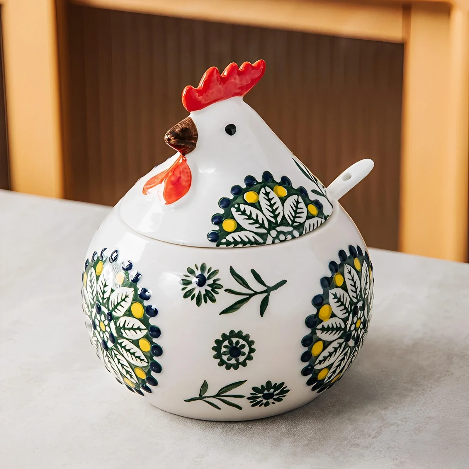 Tuscan Ceramic Rooster Jar - Image 4
